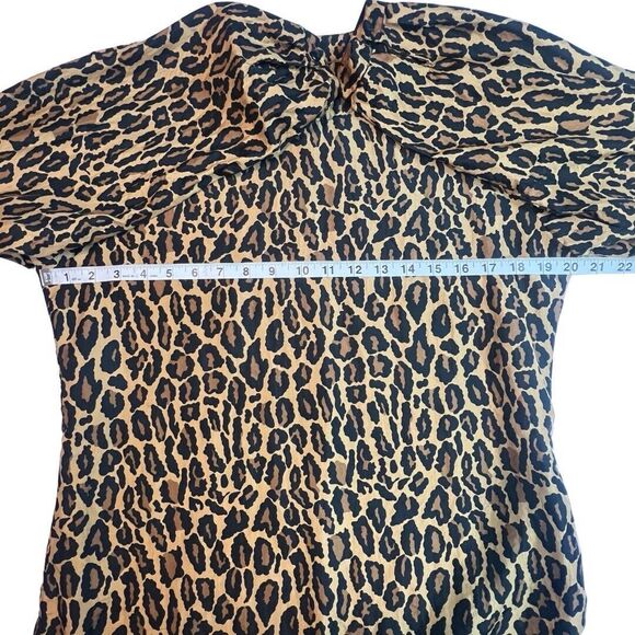 Vintage Robert Stock Blouse Women Medium Leopard Print All Over Silk Long Sleeve - Picture 3 of 9
